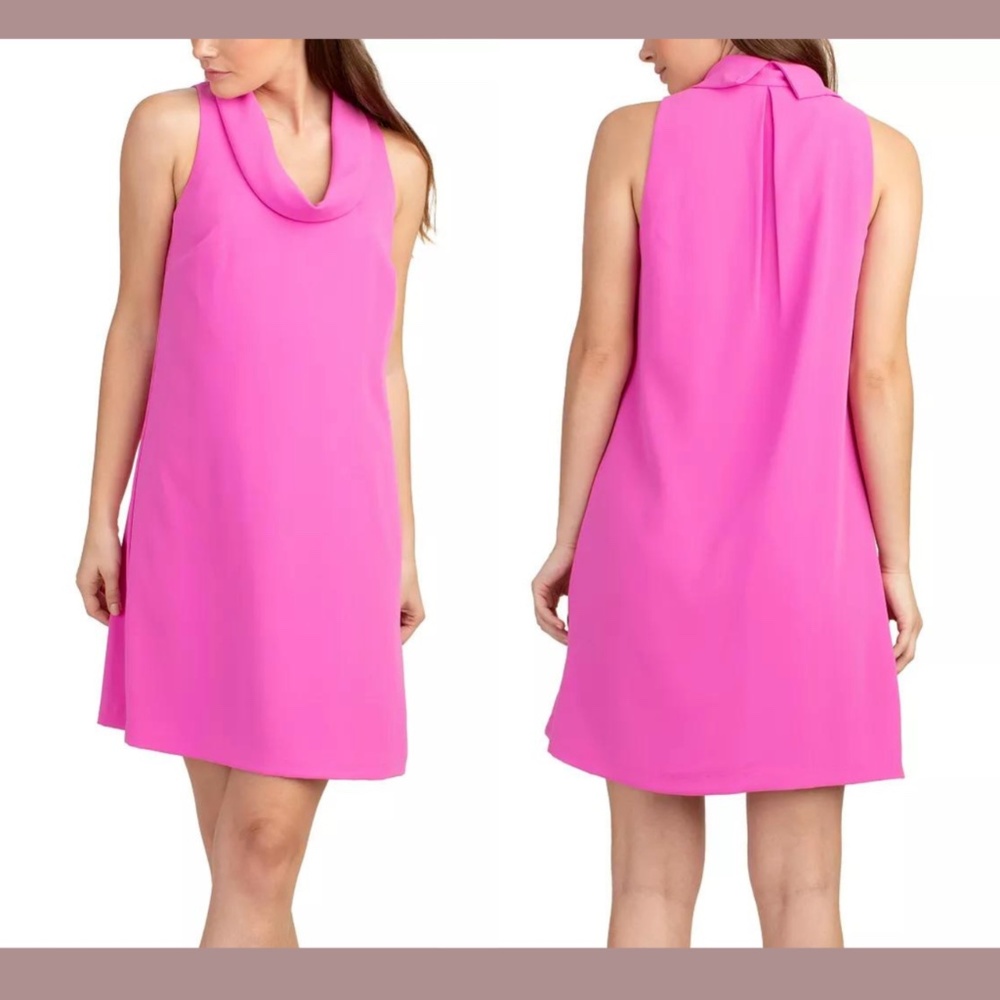 NWT $248 Trina Turk [ 4 ] Sleeveless Naples‎ Cowl-Neck Dress in Pink